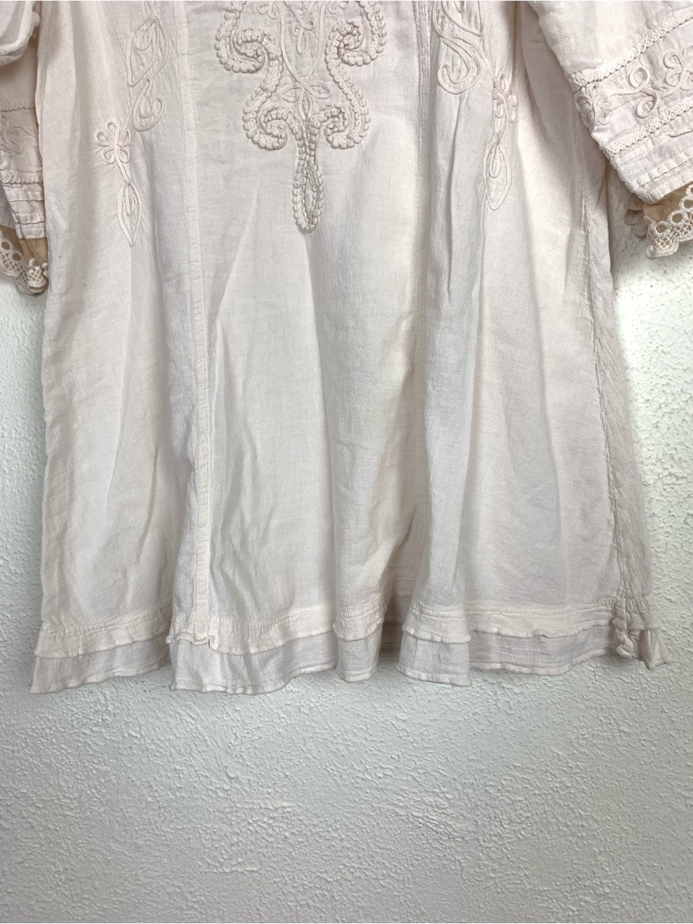 Gretty zueger cotton embroidered tunic top size medium cottagecore lagenlook - Picture 4 of 6